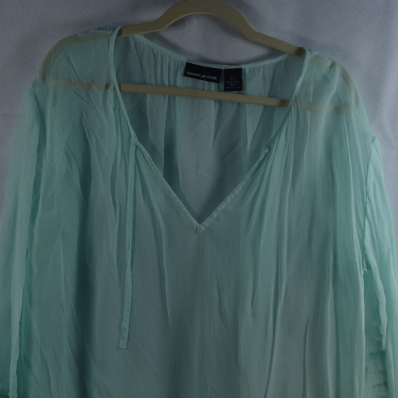 DKNY  Green Light & Airy Chiffon-Style Top L - Picture 3 of 6